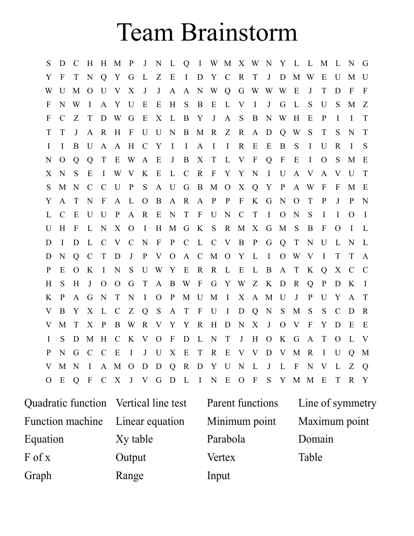 Team Brainstorm  Word Search