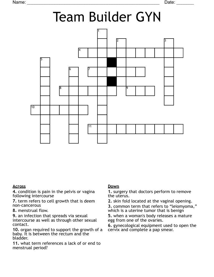Team Builder GYN Crossword