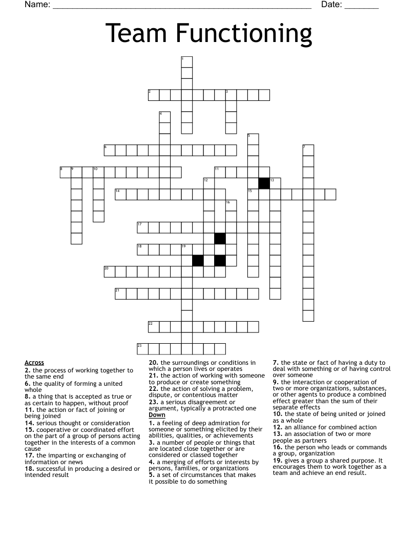 Team Functioning Crossword