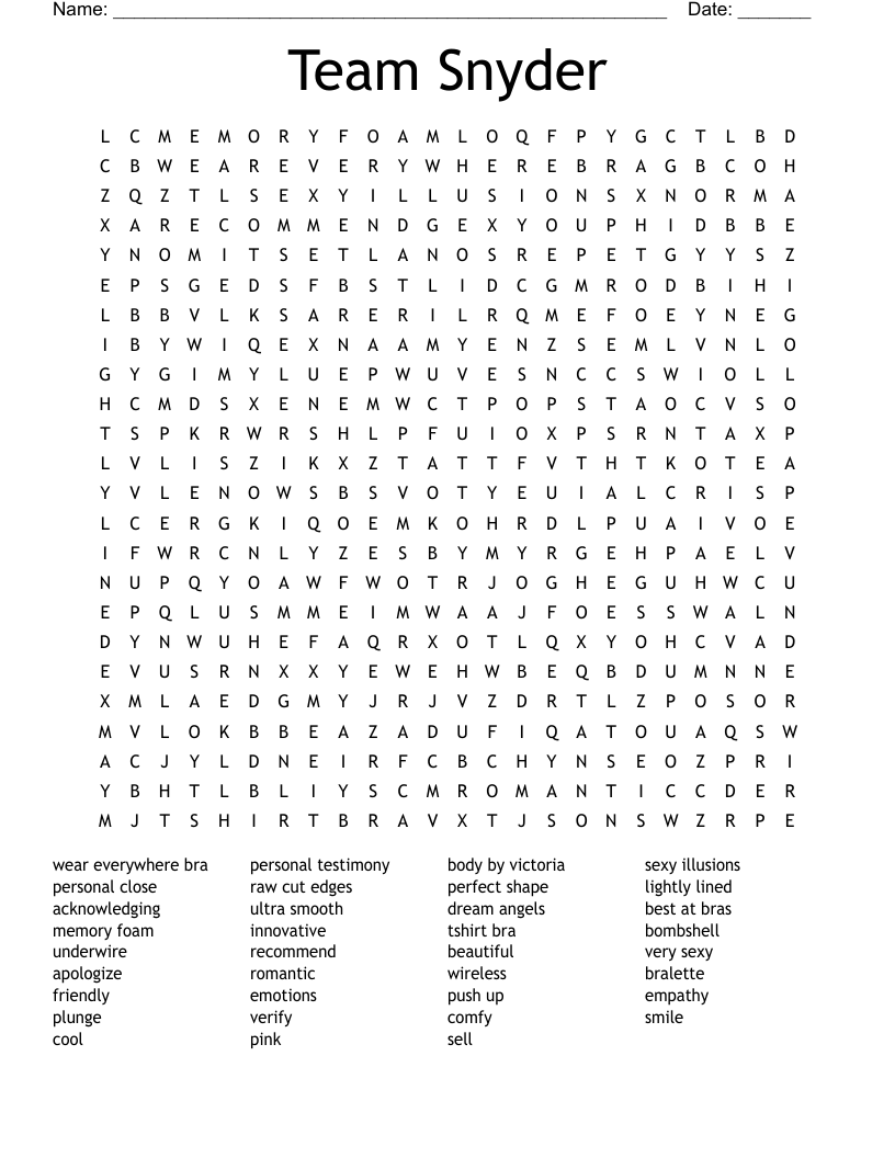 Team Snyder  Word Search