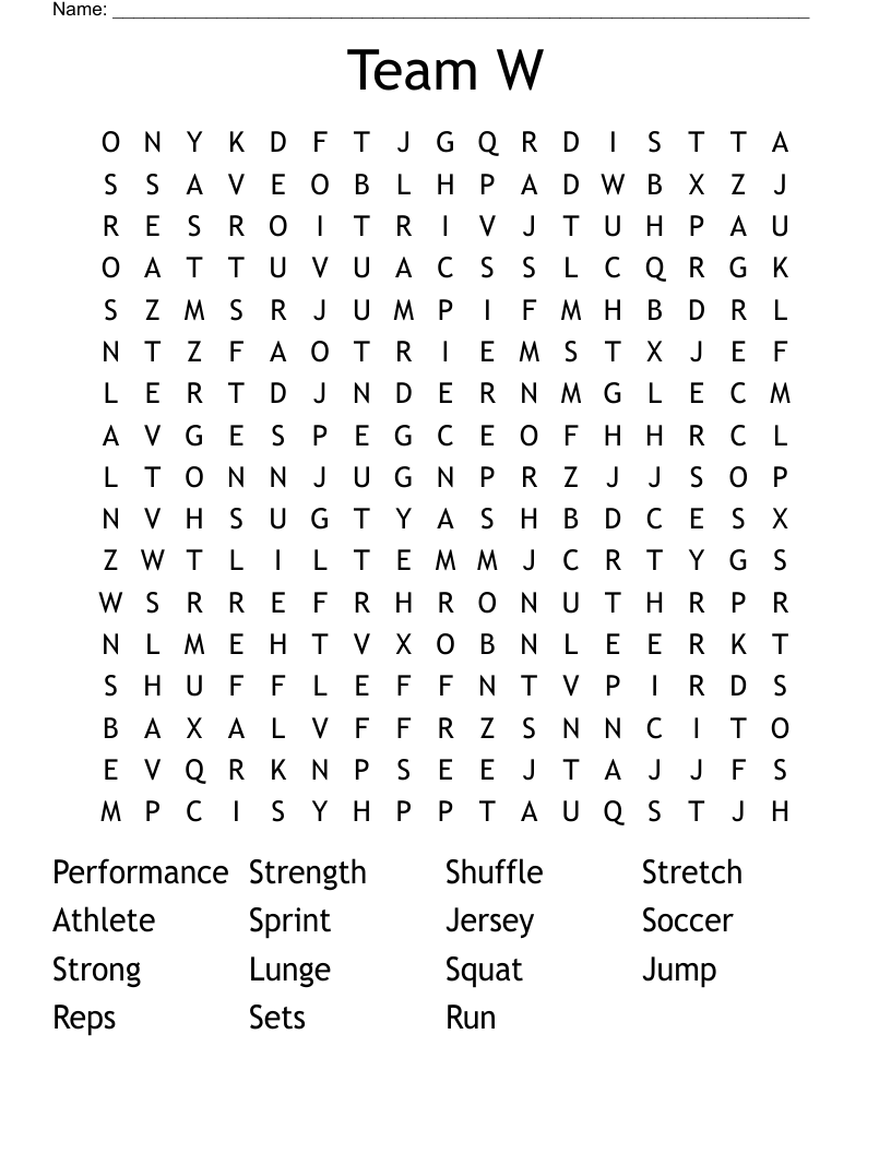 Team W Word Search