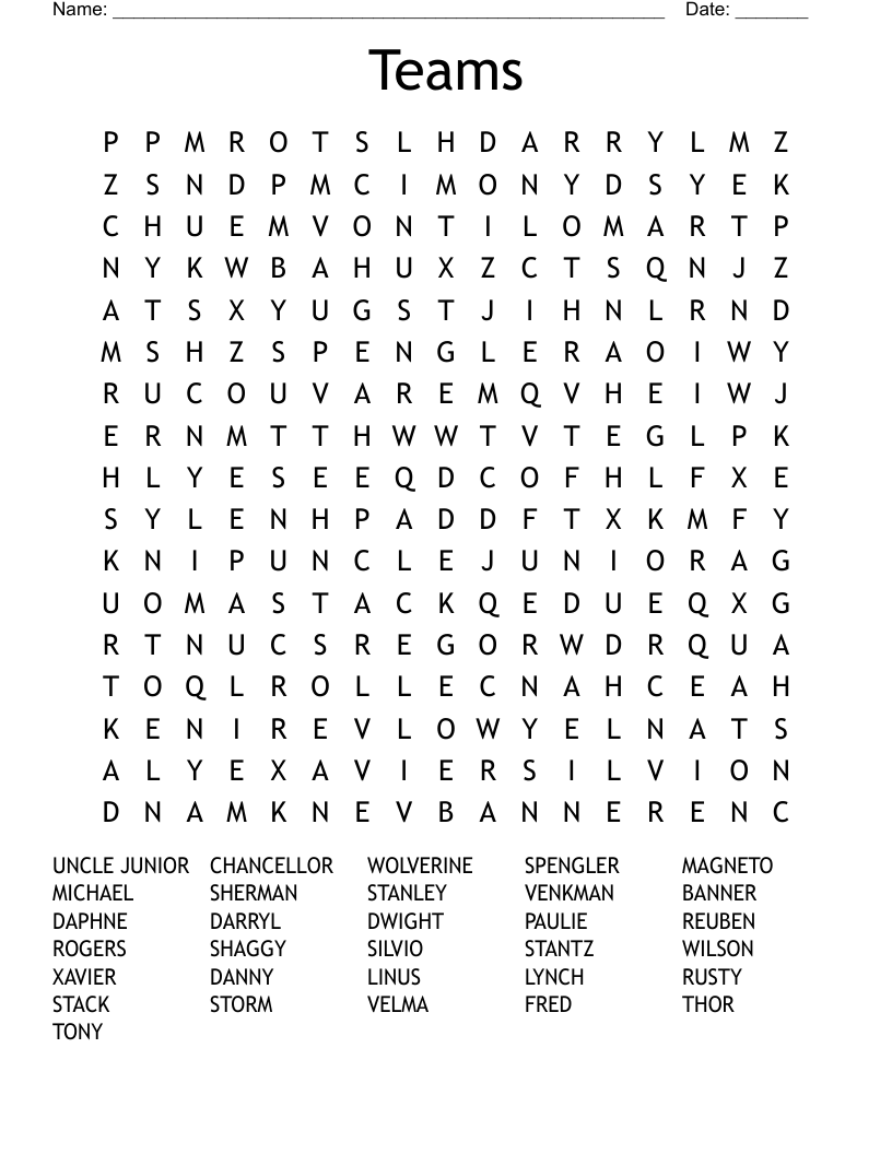 Teams Word Search