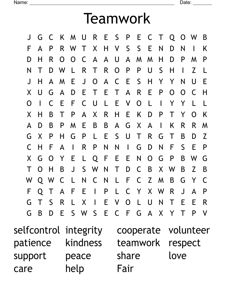 Teamwork Word Search
