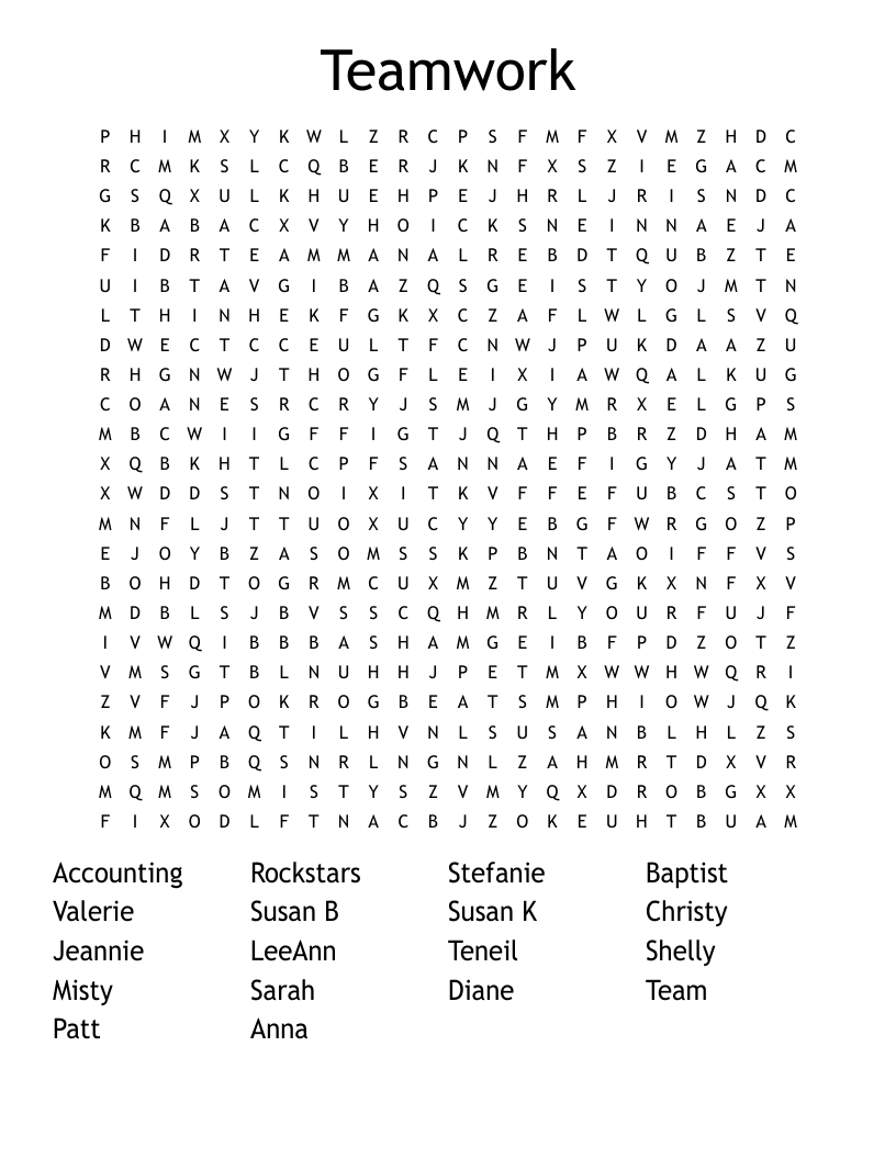 Teamwork Word Search