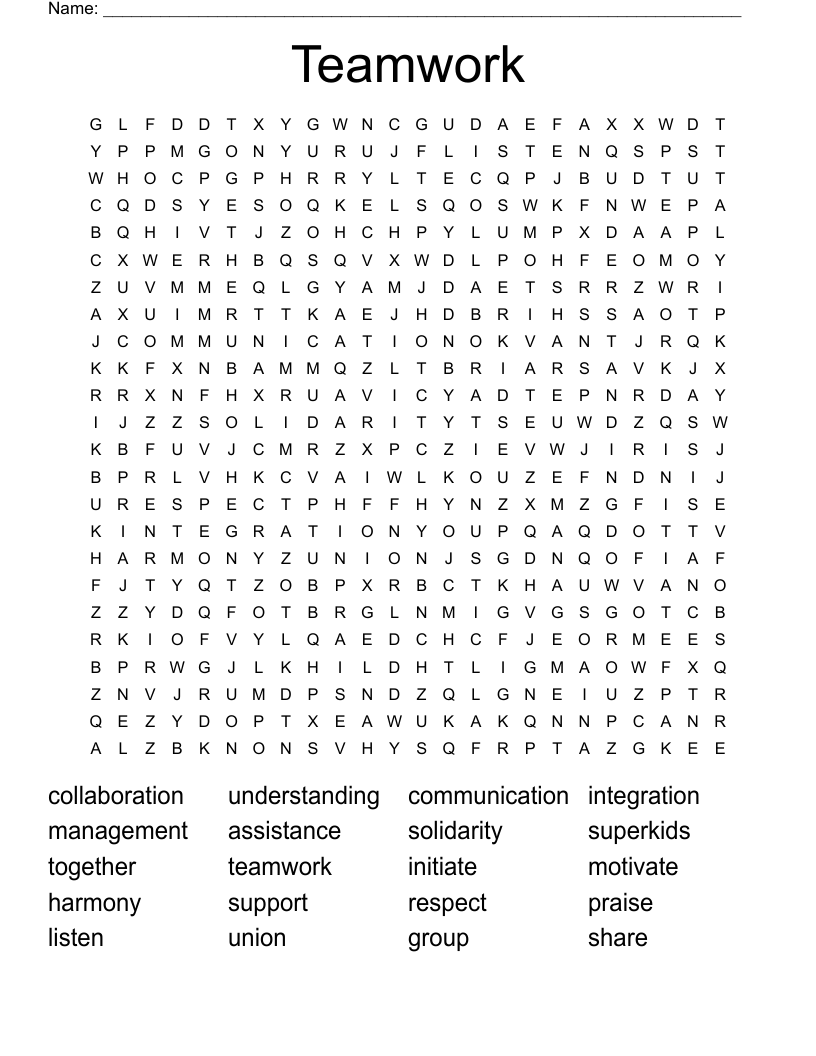 Teamwork Word Search