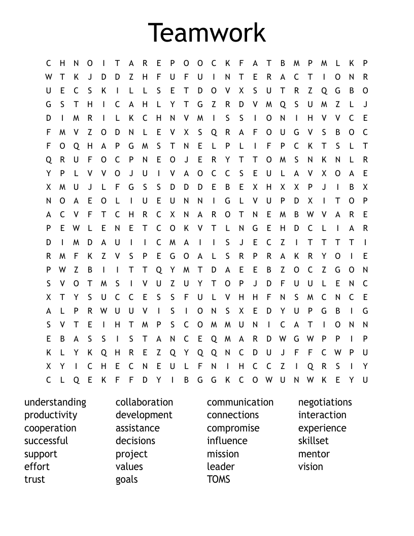 Teamwork Word Search