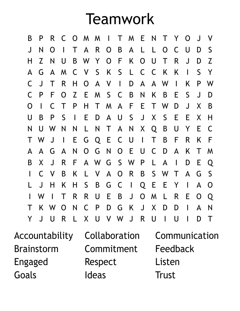 Teamwork Word Search