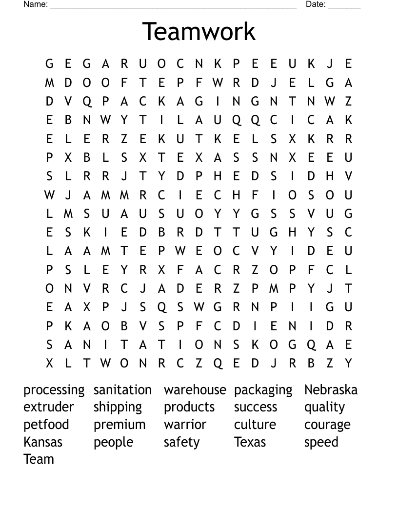 Teamwork  Word Search