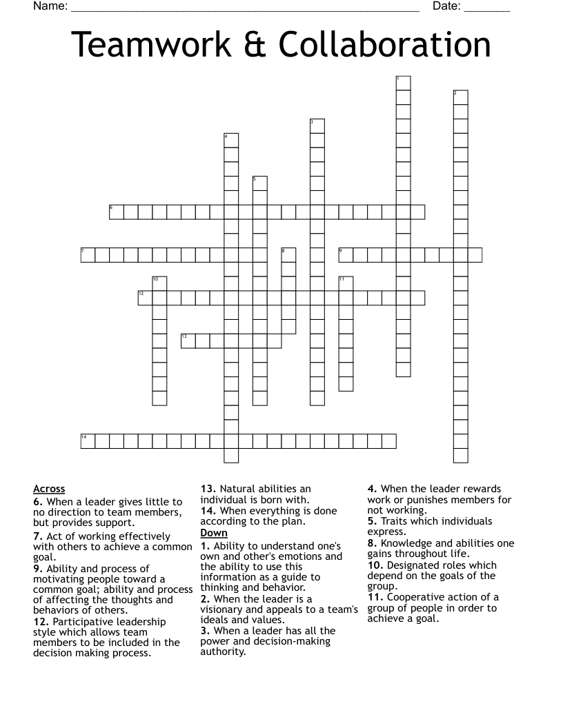Teamwork & Collaboration Crossword