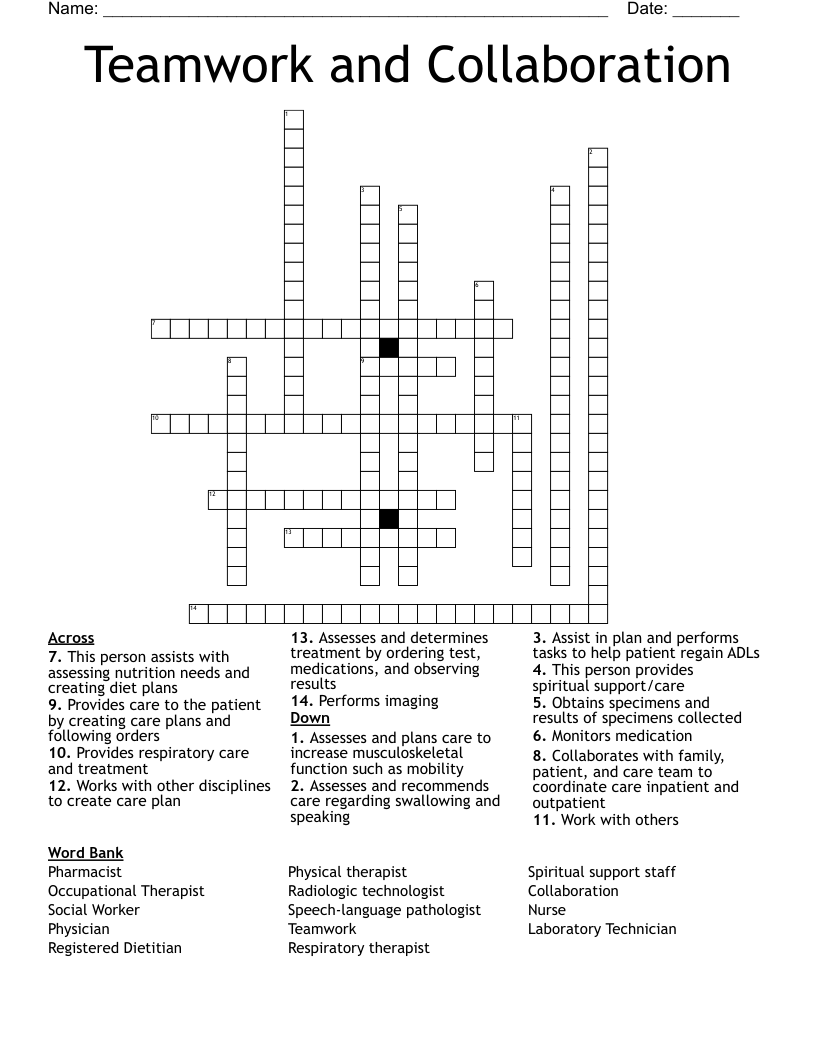Teamwork and Collaboration Crossword