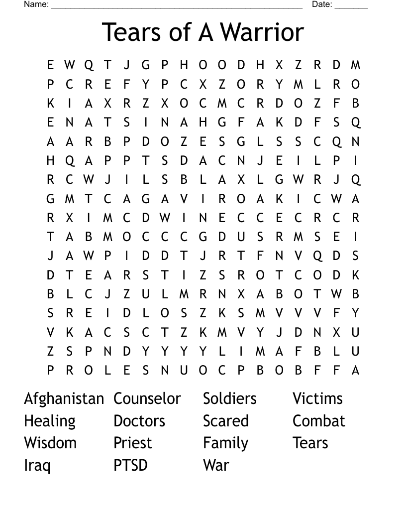 Tears of A Warrior Word Search