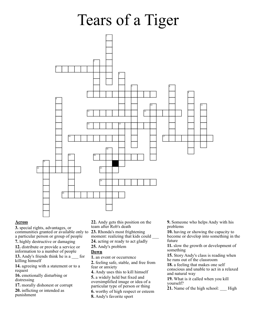 Tears of a Tiger Crossword