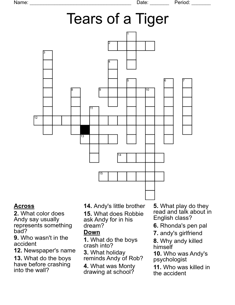 Tears of a Tiger Crossword