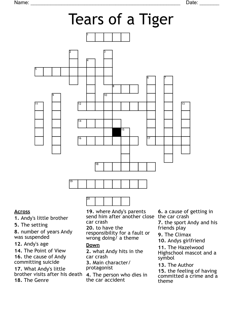 Tears of a Tiger Crossword