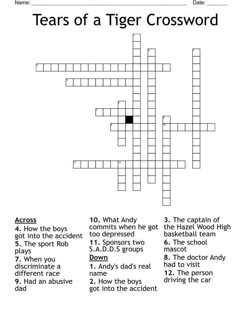 Tears of a Tiger Crossword
