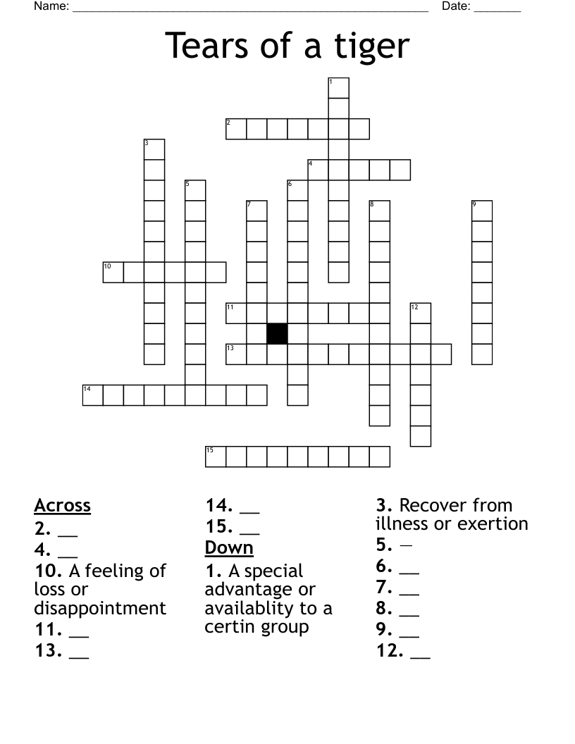 Tears of a tiger Crossword