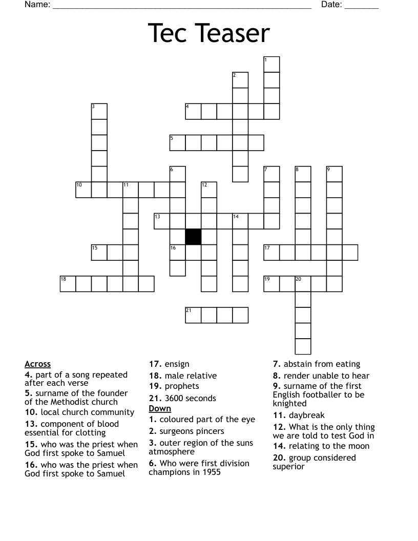 Tec Teaser Crossword