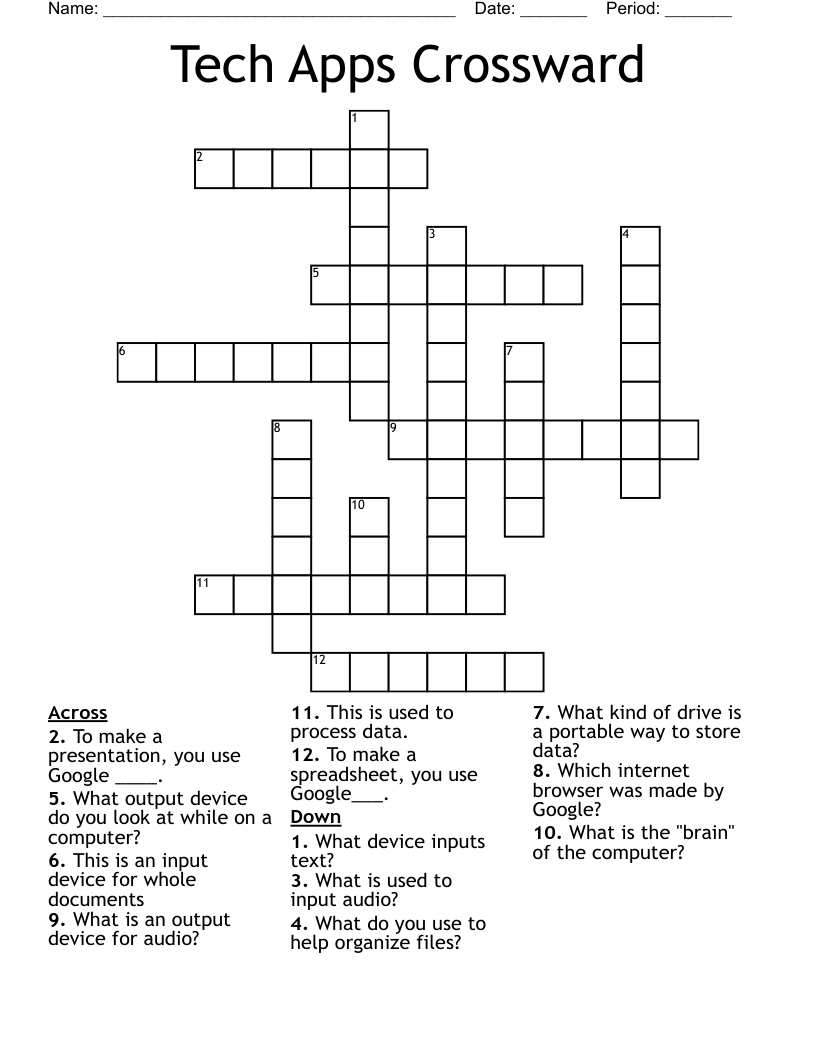 Tech Apps Crossward Crossword