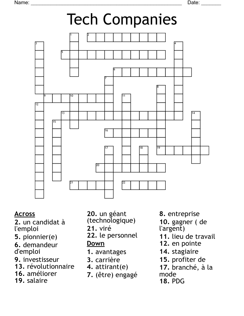 Tech Companies Crossword