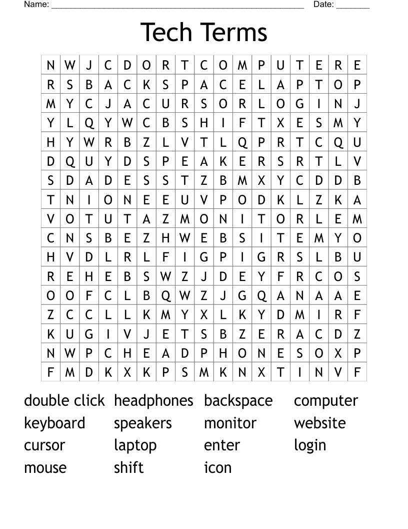 Tech Terms Word Search