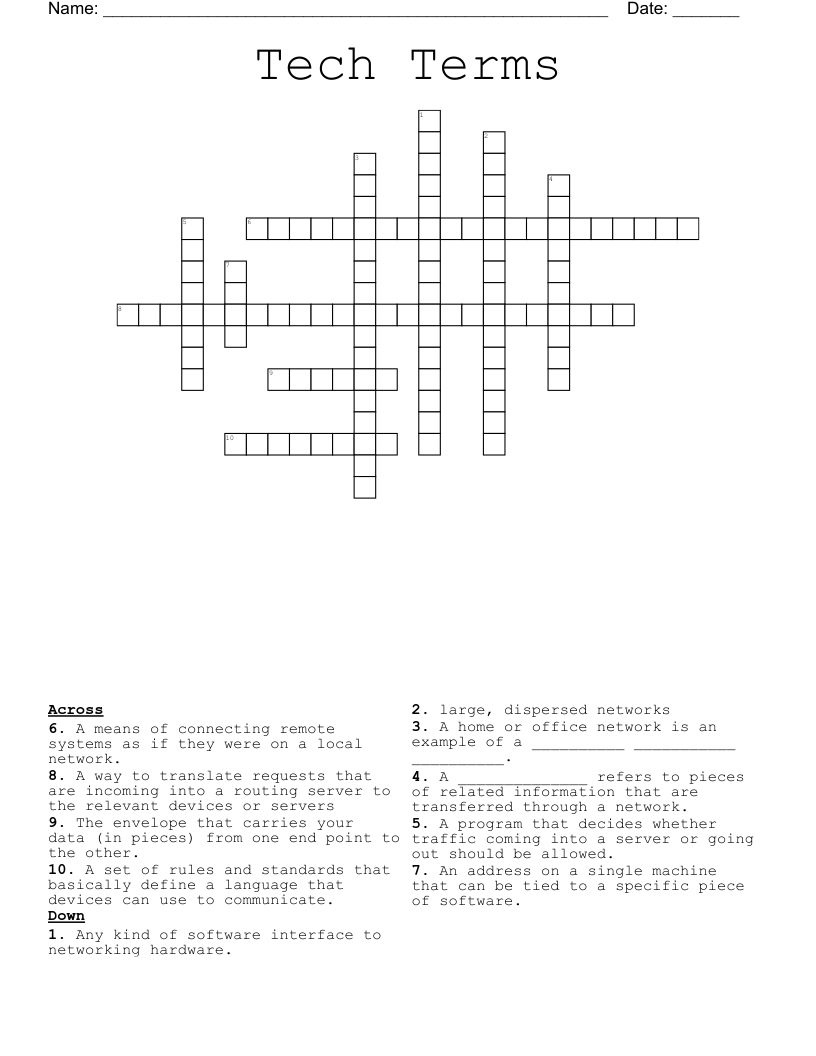 Tech Terms Crossword