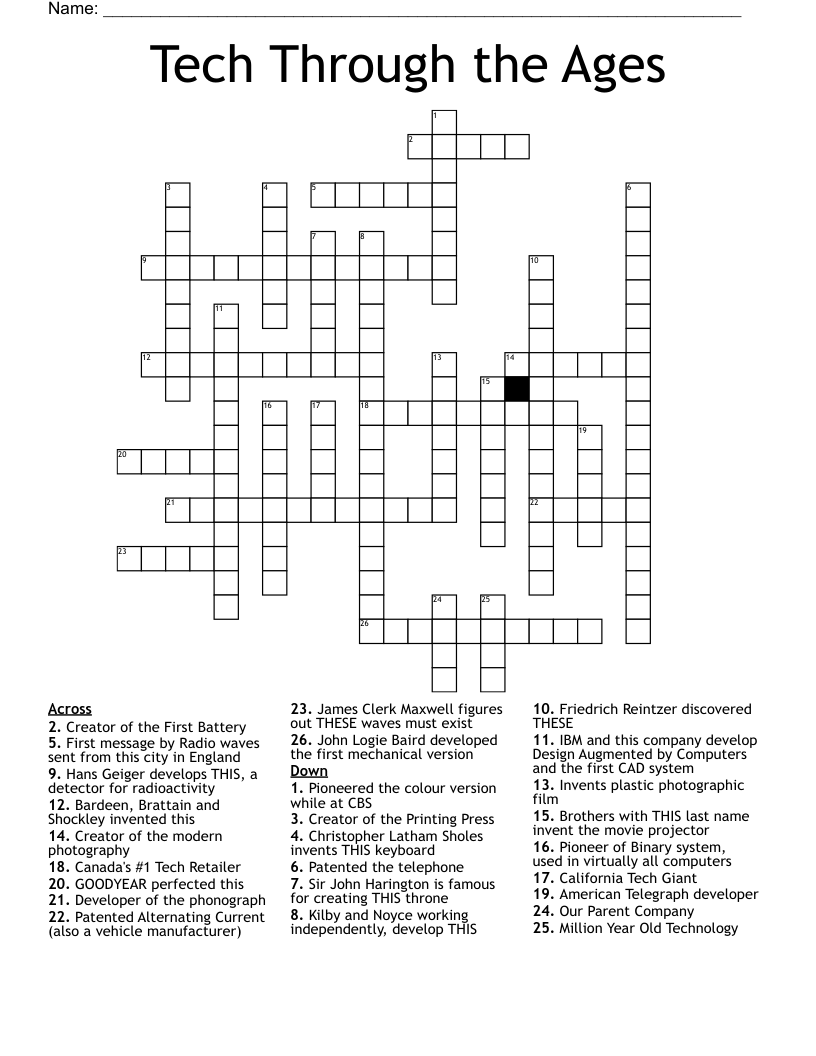 Tech Through the Ages Crossword