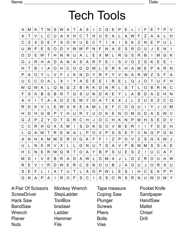 Tech Tools  Word Search
