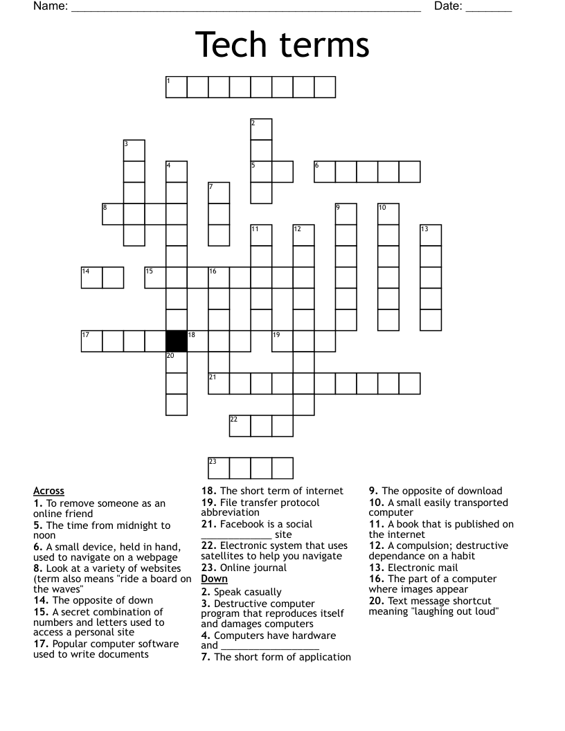 Tech terms Crossword