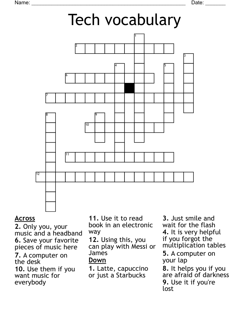 Tech vocabulary Crossword