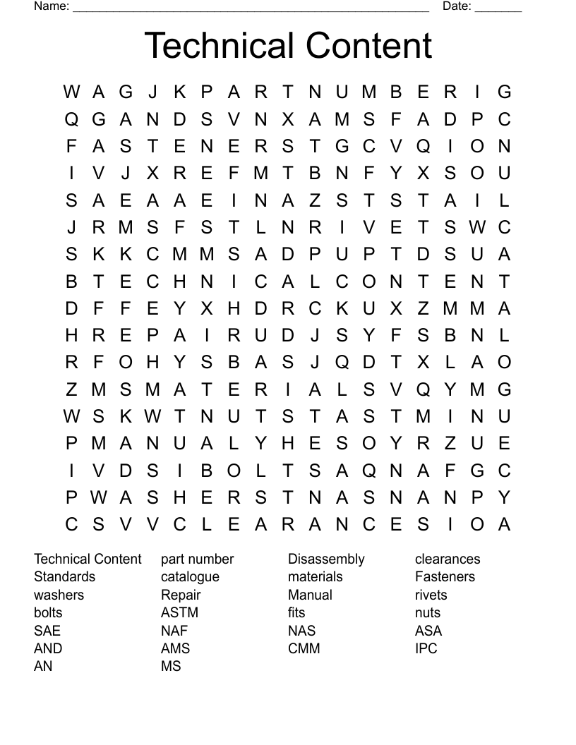 Technical Content Word Search