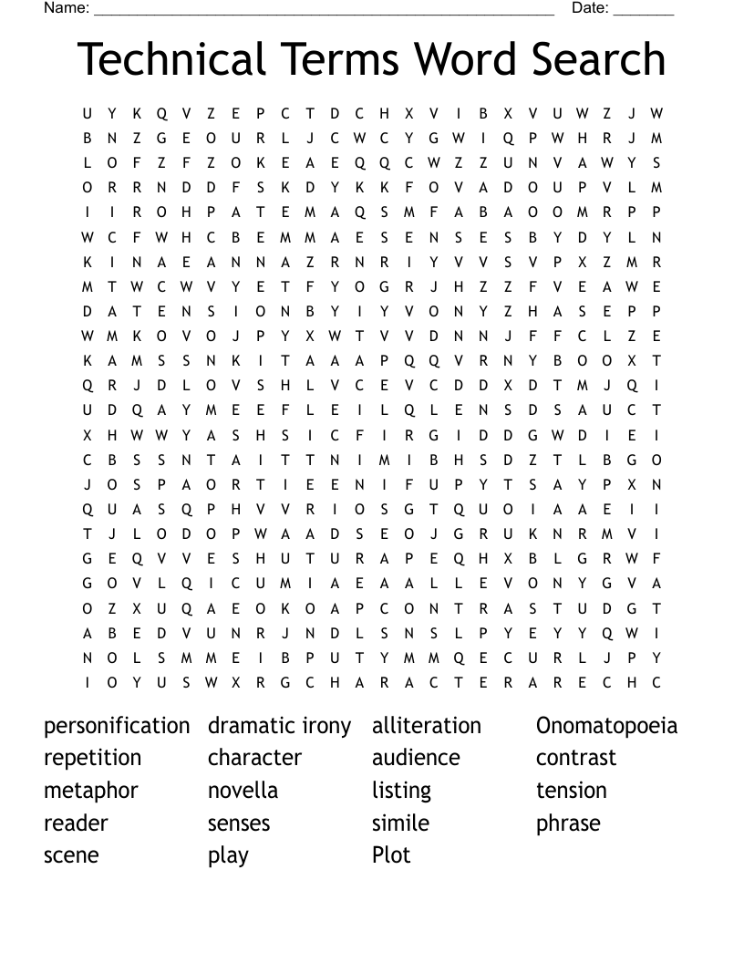 Technical Terms Word Search
