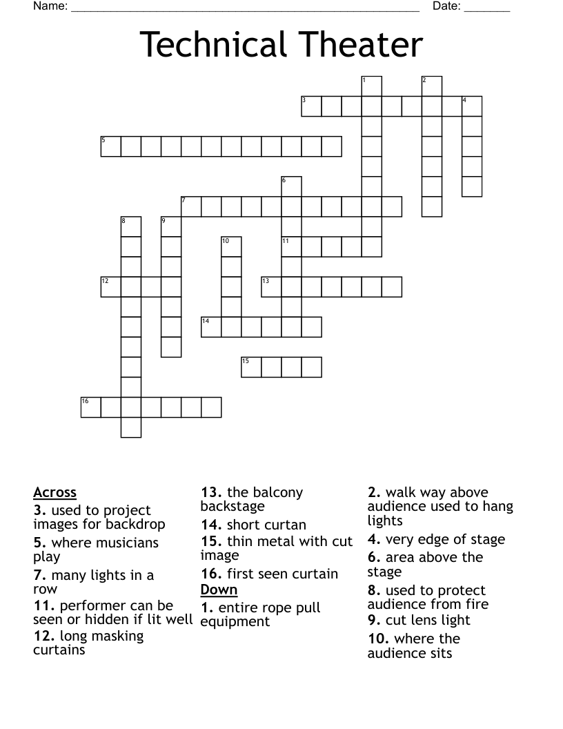 Technical Theater Crossword
