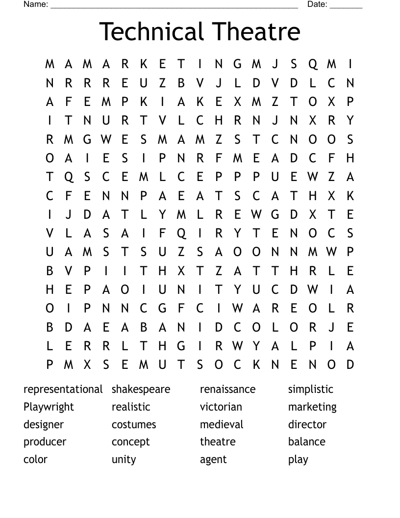 Technical Theatre Word Search