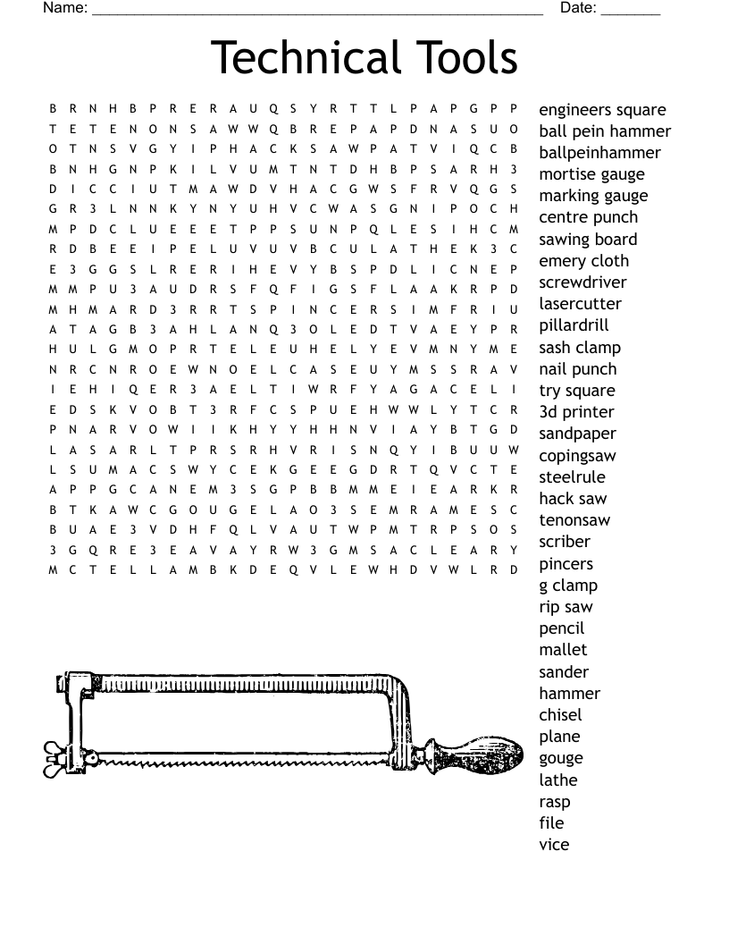 Technical Tools Word Search
