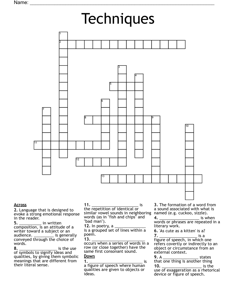 Techniques Crossword
