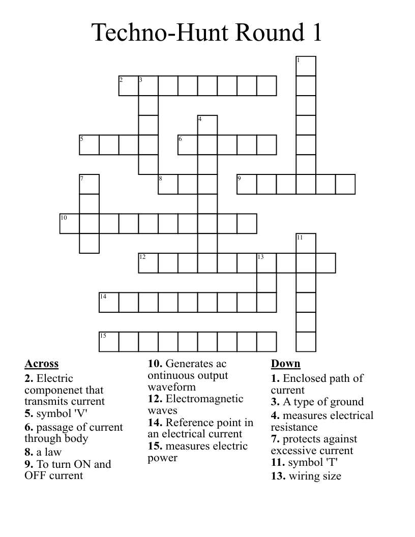 Techno-Hunt Round 1 Crossword