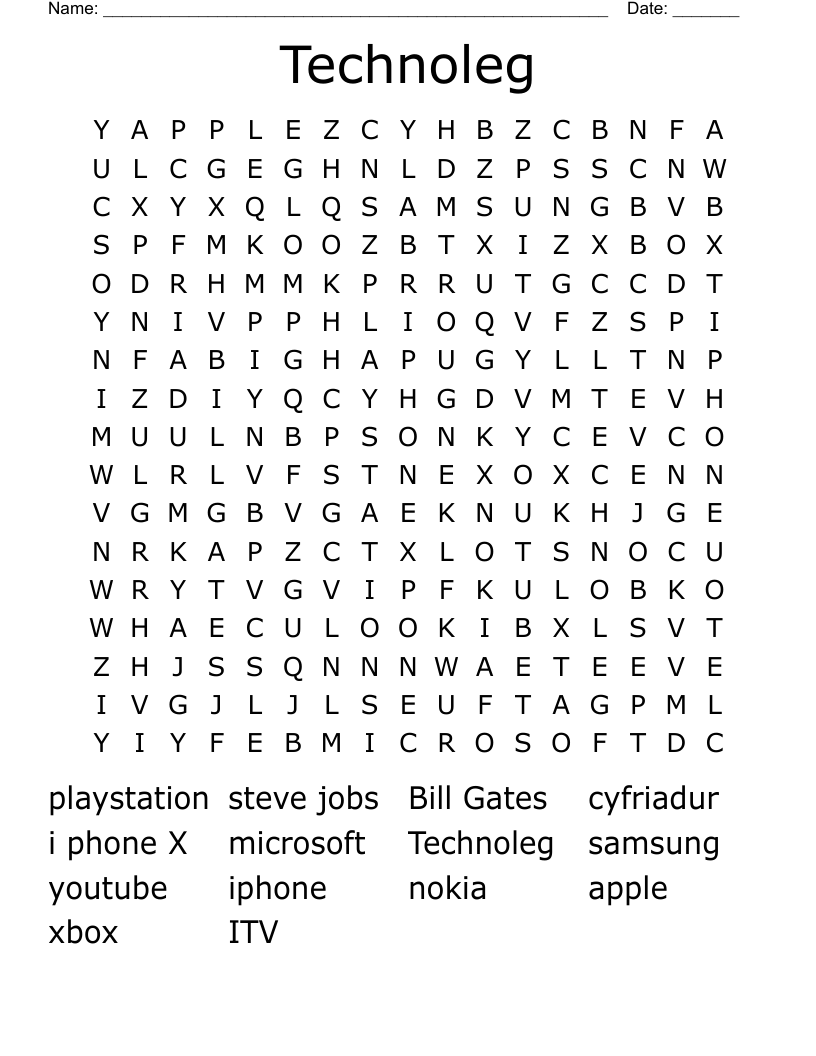 Technoleg Word Search