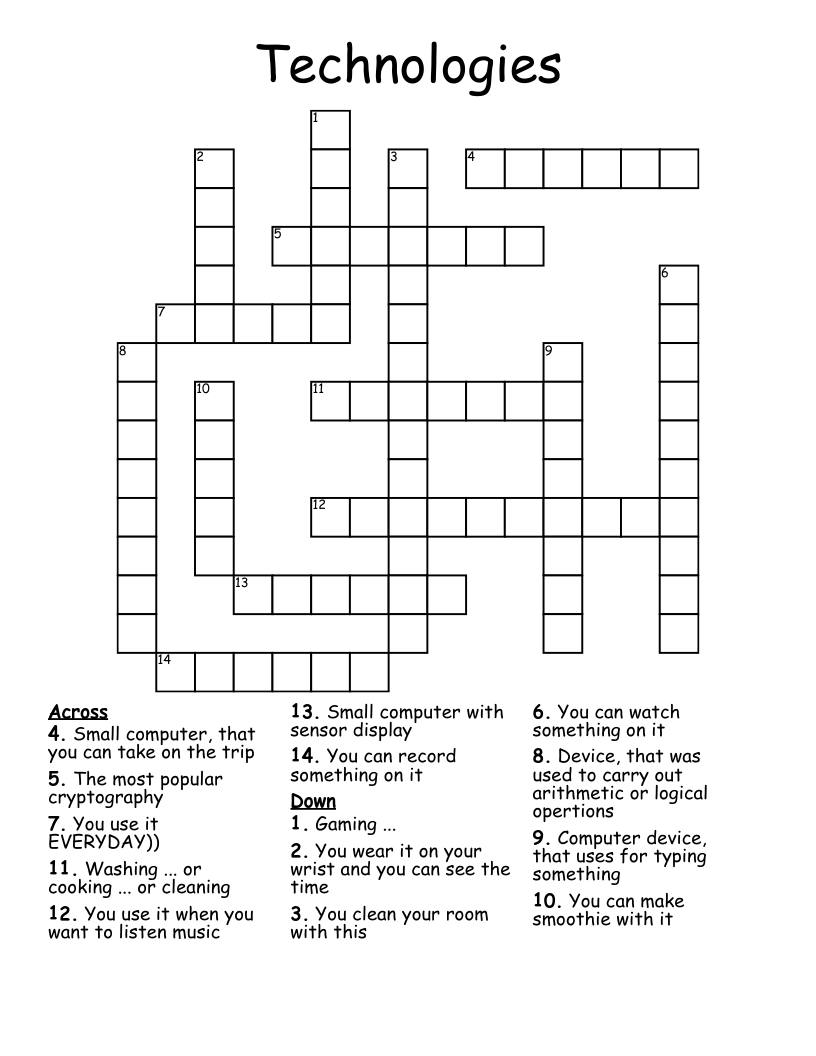Technologies Crossword