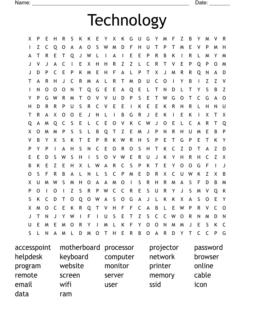 Technology Word Search