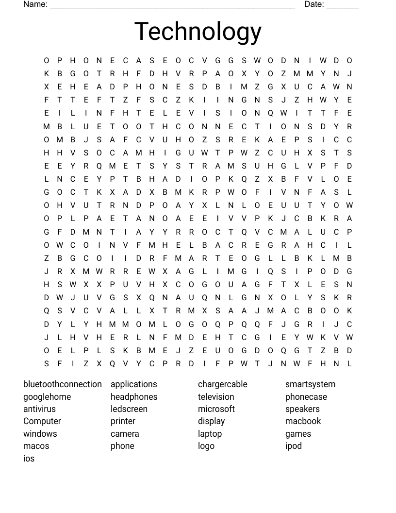 Technology Word Search