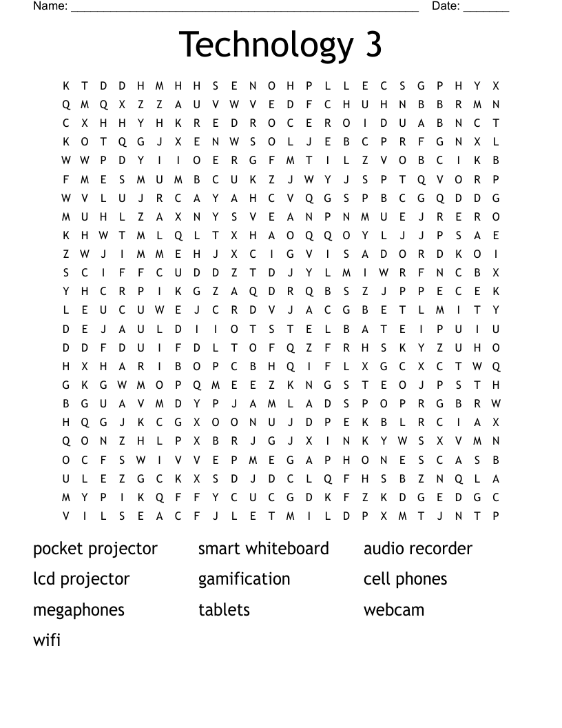 Technology 3 Word Search