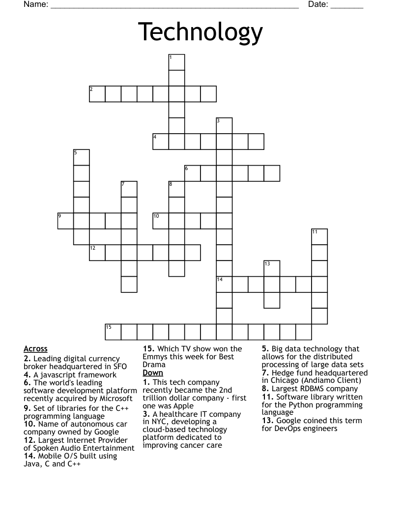 Technology Crossword