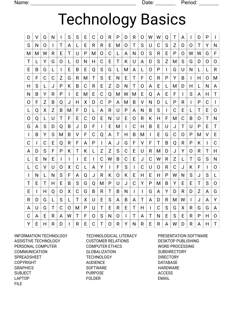 Technology Basics Word Search