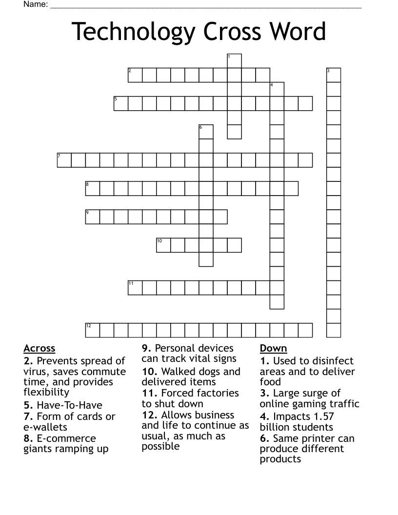 Technology Cross Word