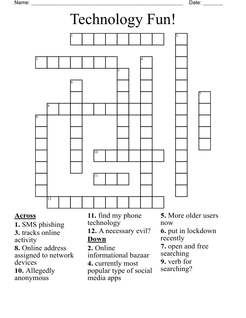 Technology Fun! Crossword