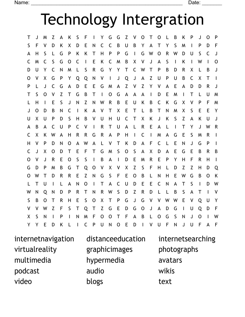 Technology Intergration Word Search