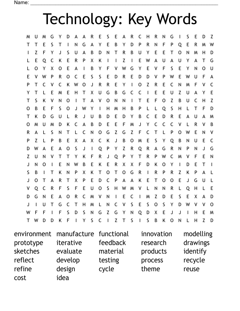 Technology: Key Words Word Search