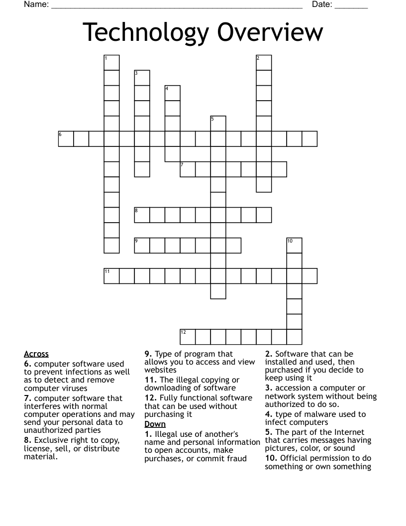 Technology Overview Crossword