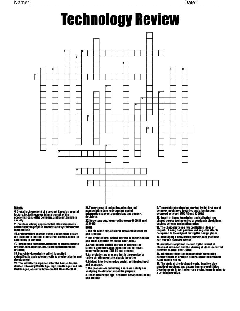 Technology Review Crossword