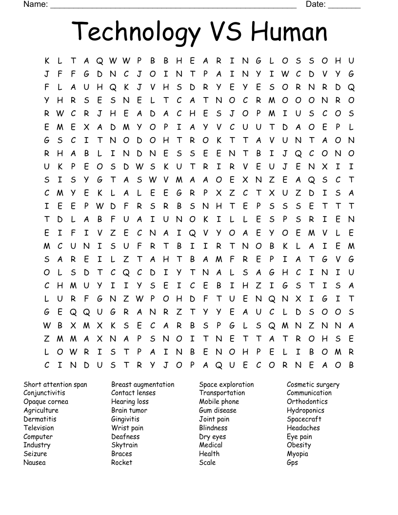Technology VS Human Word Search